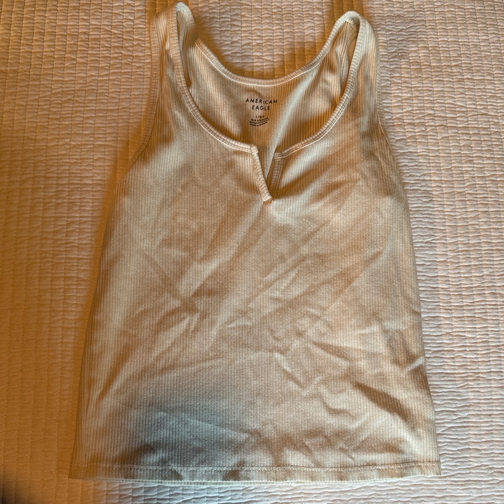 American Eagle Outfitters Off-White Ribbed Tank Top
